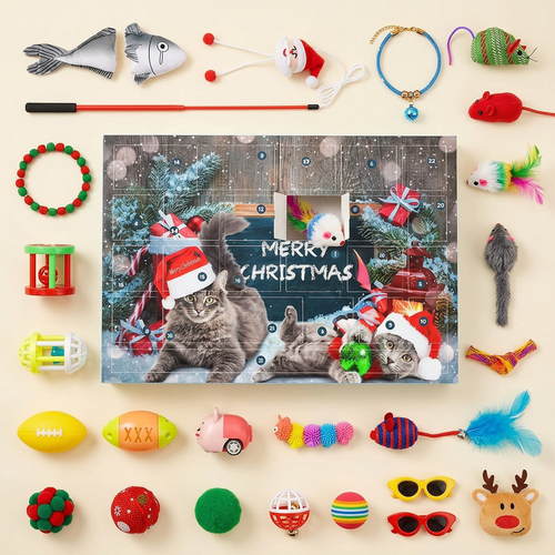 All 24 cat toys included in the advent calendar